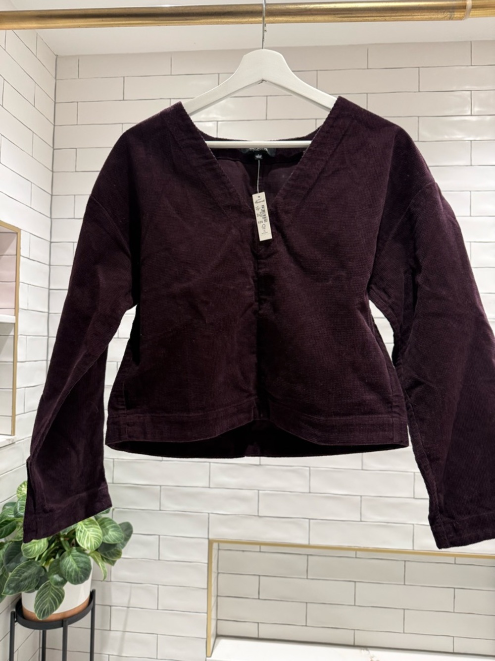 Madewell Women’s Deep Plum Corduroy V-Neck Top